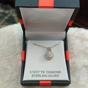 1/100CT Diamond sterling silver chain